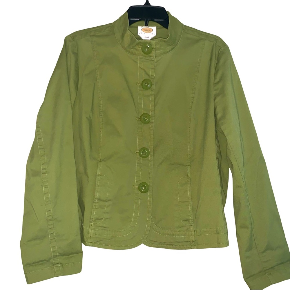 Talbots Mossy Green Cropped Military Jacket Size 16P